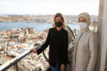 Emine Erdoğan, Olena Zelenska ile Galata Kulesi'ni ziyaret etti