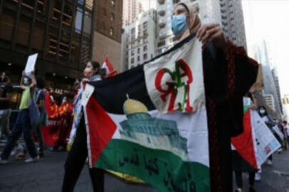 New York'ta İsrail'in Filistin işgali ve ABD'nin İsrail'e desteği protesto edild