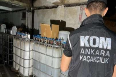 Ankara'da sahte içki imalatı için hazırlanan yaklaşık 35 ton etil alkol ele geçirildi