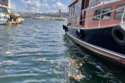 Haliç'te kıyıya vuran çöplerin oluşturduğu kirlilik çevredekileri rahatsız etti