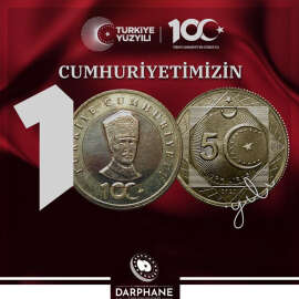 Cumhuriyet'in 100'üncü yılına özel madeni 5 lira basıldı