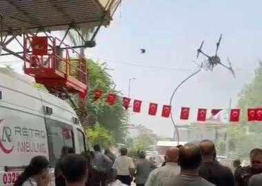 Osmaniye’de, tanıtım amacıyla uçurulan yangın söndürme dronu düştü