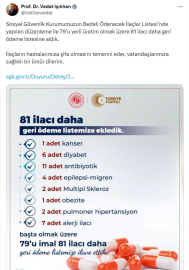 81 ilaç daha geri ödeme listesinde