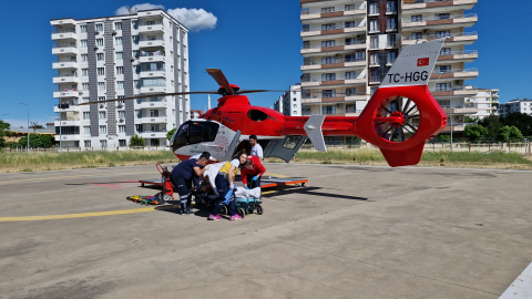 Trafik kazasında kalça kemiği kırılan hasta, ambulans helikopterle sevk edildi