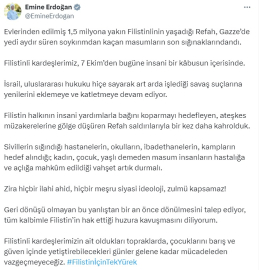 Emine Erdoğan: Filistin'de vahşet artık durmalı