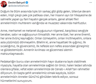 Bahçeli'den, 'Anneler Günü' mesajı