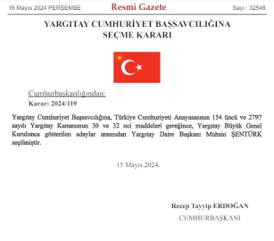 Yargıtay Cumhuriyet Başsavcılığına Muhsin Şentürk seçildi