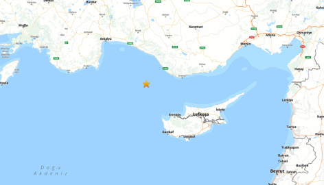 Akdeniz'de 4.6 büyüklüğünde deprem