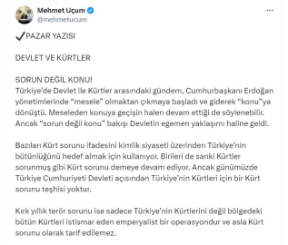 Cumhurbaşkanı Başdanışmanı Uçum: Türkiye Cumhuriyeti açısından bir 'Kürt sorunu' teşhisi yoktur
