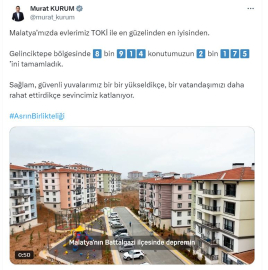 Bakan Kurum: Malatya Gelinciktepe'de 2 bin 175 konutun inşasını tamamladık