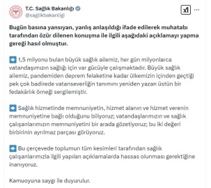 Sağlık Bakanlığı: Vatandaşlarımızın ve sağlık çalışanlarımızın memnuniyetini bir arada gözetiyoruz