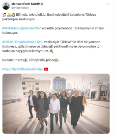 Bakan Kacır: En kritik projelerde Türk kadınının imzası var