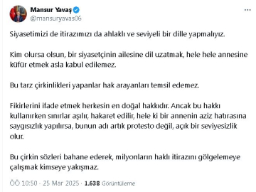 Mansur Yavaş: Bir siyasetçinin ailesine dil uzatmak asla kabul edilemez
