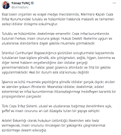 Bakan Tunç: İşkence ve kötü muamele iddiaları gerçek dışıdır