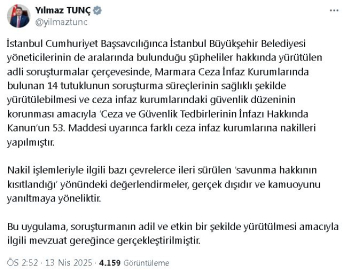 Bakan Tunç'tan, Marmara Ceza İnfaz Kurumlarındaki nakillere ilişkin açıklama