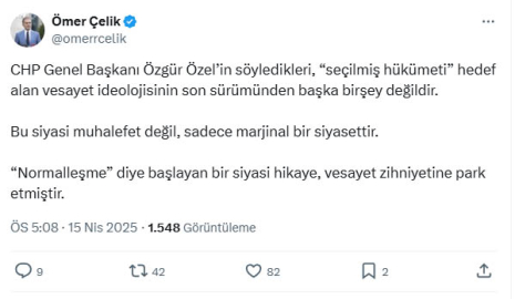 AK Parti'li Çelik: 'Normalleşme' diye başlayan hikaye, vesayet zihniyetine park etmiştir