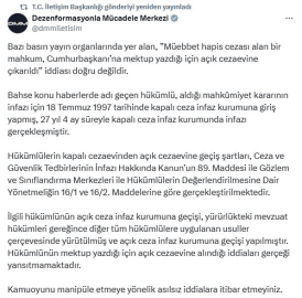 DMM: 'Müebbet alan mahkum, Cumhurbaşkanı'na mektup yazdığı için açık cezaevine çıkarıldı' iddiası doğru değil