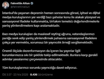 Altun: Dezenformasyon içeren yayınlar sıkı bir şekilde takip edilmekte