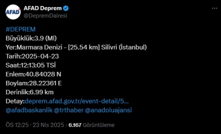 İstanbul - Silivri açıklarında 3.9 büyüklüğünde deprem-2