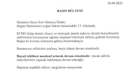 İstanbul- Sırrı Süreyya Önder'in sağlık durumuyla ilgili açıklama: 'Hayati tehlikesi artarak devam etmektedir'