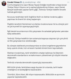 Cumhurbaşkanı Yardımcısı Yılmaz: 'Terörsüz Türkiye' popülist söylemlere kurban edilmemelidir