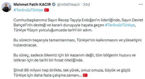 Bakan Kacır: Sürecin başarıyla tamamlanması, Türkiye’nin yükselişini hızlandıracak