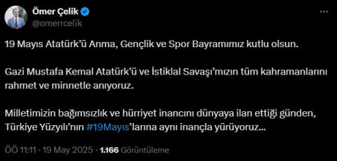 AK Parti'li Çelik'ten 19 Mayıs mesajı