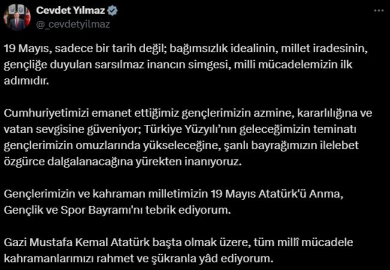 Cevdet Yılmaz'dan '19 Mayıs' mesajı