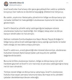 İletişim Başkanı Altun: İsrail'in pervasız saldırganlığına karşı net bir tavır alınmalı