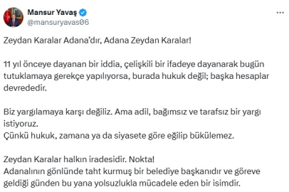 Mansur Yavaş'tan, Zeydan Karalar paylaşımı