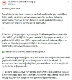 Bakanlıktan, 'hayvan sağlığı hizmetlerinde aksama yaşandığı' iddialarına ilişkin açıklama