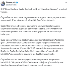 AK Parti'li Çelik'ten Özgür Özel'e tepki: Siyasi navigasyonunu güncellesin