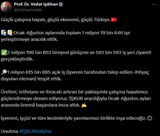 Bakan Işıkhan: Ocak-Ağustos arasında 1 milyon kişiyi işe yerleştirmeye aracılık ettik