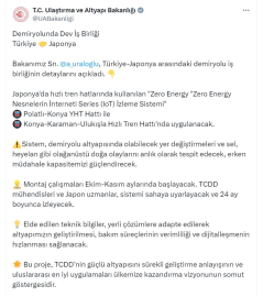 Türkiye ile Japonya arasında demir yolunda iş birliği