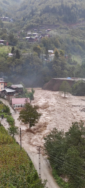 Artvin sağanak etkili oldu; dere taştı, köprü yıkıldı