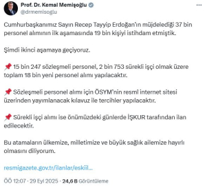 Sağlık Bakanlığı’na 18 bin yeni personel alınacak