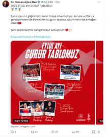 Bakan Bak: Olimpik ve paralimpik branşlardaki gurur tablosu, aziz milletimize armağan olsun