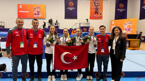 Trampolin Cimnastik Kadın Milli Takımı’ndan Azerbaycan’da tarihi madalya