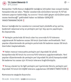 İçişleri: Hız sınırı aşımında tolerans uygulaması devam edecek