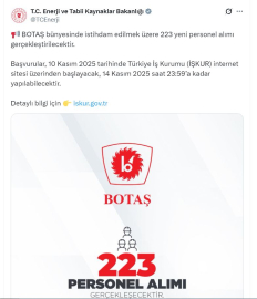 BOTAŞ'a 223 personel alınacak