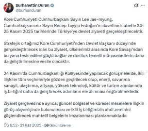 Kore Cumhurbaşkanı Jae-myung, Türkiye'ye gelecek