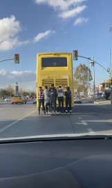 İstanbul - Maltepe'de patenle tehlikeli yolculuk kamerada