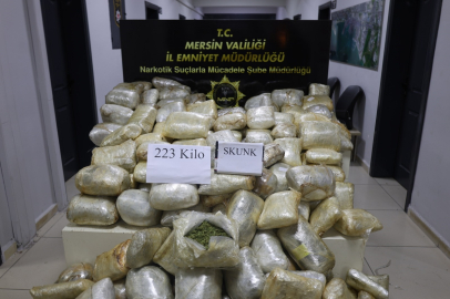 Mersin’de 223 kilogram skunk maddesi ele geçirildi