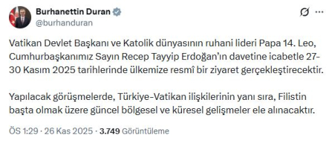 Papa 14'üncü Leo, Türkiye'ye geliyor