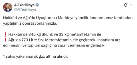 Hakkari ve Ağrı'da yüklü miktarda uyuşturucu ele geçirildi: 1 gözaltı