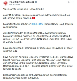 Bayraktar KIZILELMA 'hava-hava' füzesiyle hedefi vurdu (2)