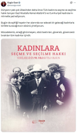 Özel, Türk kadınının seçme ve seçilme hakkını elde edişinin yıl dönümünü kutladı