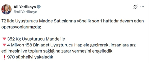 72 ilde uyuşturucu operasyonu: 970 gözaltı