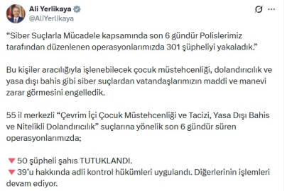 55 ilde siber suç operasyonları; 50 şüpheli tutuklandı