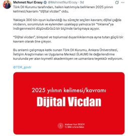 Bakan Ersoy: 2025 yılının kelimesi 'dijital vicdan' oldu